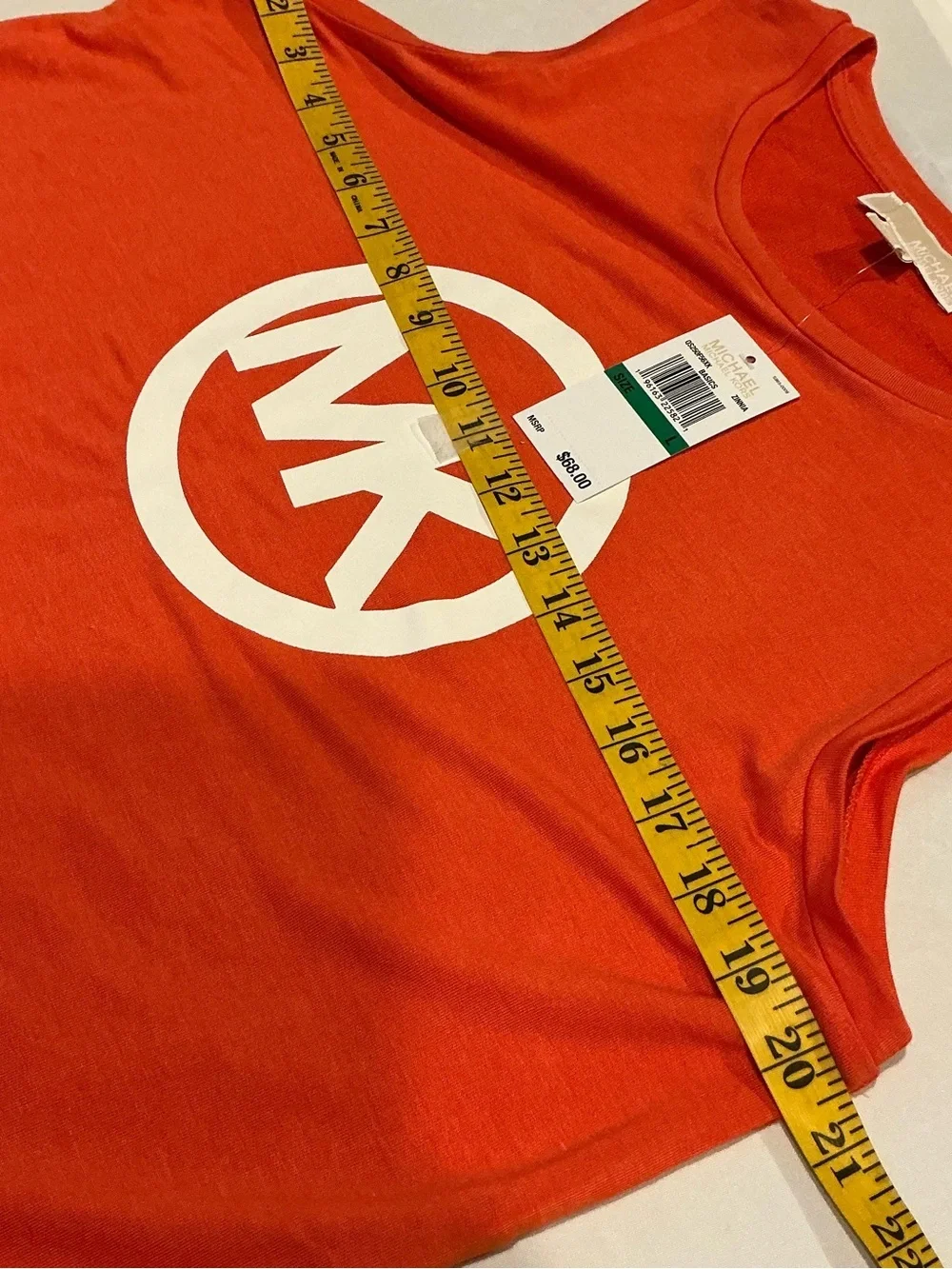 Michael Kors Orange Logo Sleeveless Tank with White MK Emblem